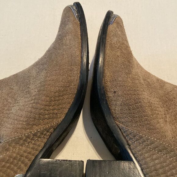 Jeffery Campbell Cromwell olive green Suede Ankle Boots silver tips size 9 - Picture 10 of 11